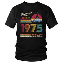 Camiseta masculina de mangas curtas, 45 anos, presente de aniversário, verão, 1975 algodão, vintage 2024 - compre barato