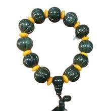Contas de bolas de jade natural esculpidas à mão, contas de bracelete de jade azul 2024 - compre barato