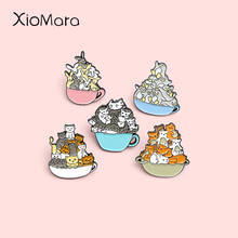 Mini Animals In the Bowl Enamel Pins Rabbit Cat Bear Penguin Brooches Lapel Badges Cute Jewelry Gifts for Friend Wholesale Pin 2024 - buy cheap