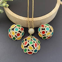 Lanyika Fashion Jewelry Set Oval Ball-Flower Drip Oil leaf Micro Inlay  Necklace with Earrings for Women Anniversary Best Gifts 2024 - buy cheap