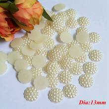 100pcs/lot 13mm imitation white plastic beads flatback cabochon Scrapbooking for Craft Clothes Bags Footware Diy Crafts Jewelry 2024 - buy cheap