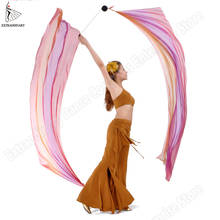 Women Bellydance Silk Veils Hand Props Poi Stage Performance Multicolor 2 Pieces Thrown Hand Scarf Shawl Veils Accessories 2024 - buy cheap