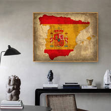 Vintage Country Flag Map of Spain Posters and Prints Decor Wall Art Pictures Canvas Painting Office Home Decor High resolution 2024 - buy cheap