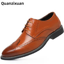 Couro formal sapatos masculinos sapatos de couro genuíno rendas até brogue sapatos apartamentos oxfords para homens de negócios de escritório de casamento sapatos 2024 - compre barato