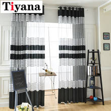 Nordic Black White Striped Tulle Curtains For Living Room Bedroom Window Luxury Sheer Tulle Curtains Fabric Decor Drapes Cortina 2024 - buy cheap