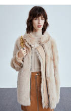 Arlenesain-abrigo largo medio de piel Tuscany para mujer, color beige, largo 2024 - compra barato