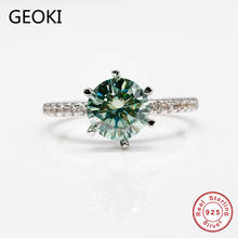 Geoki Passed Diamond Test 1-3 ct Perfect Cut Green Moissanite Ring 925 Sterling Silver Round Emerald Engagement Rings for Women 2024 - buy cheap