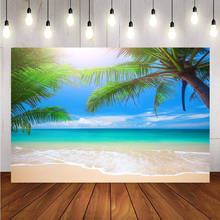Summer beach backdrop cocount tree blue sky and sea sunlight holiday photo shoot background portrait photography backdrops 2024 - buy cheap