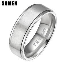 8MM Men Women Silver Color Brushed Titanium Ring Black Engagement Wedding Band Engraved "I'll Be There" Promise Jewelry Male 2024 - buy cheap