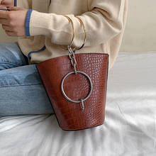 Vintage Fashion Tote Bucket Bag 2019 New High Quality Leather Women's Designer Handbag Crocodile pattern Shoulder Messenger Bag 2024 - buy cheap