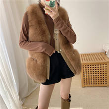 New Arrivals Women's Real Fox Fur Vest Fashion Lady Natural Fur Waistcoat Luxury Gilets 2024 - buy cheap