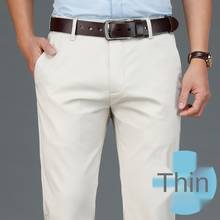 Cotton Casual Pants Men  High Waist Straight Thin Summer Business Office Dress Trousers for Man Clothing Size 29-40 42 2024 - buy cheap