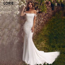 LORIE Wedding Dresses Mermaid 2021 Off The Shoulder Boat Neck Lace Appliqued Boho Bride Dress Princess Wedding Gowns Customized 2024 - buy cheap