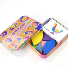 Caixa de ferro requintado 3d quebra-cabeça jogo tangram brinquedo de madeira brinquedos educativos para as crianças aprendizagem em desenvolvimento para crianças 2024 - compre barato