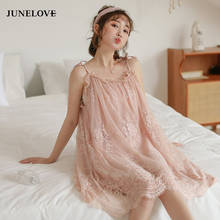 JuneLove  2020 spring women sweet lace elegant dress vintage lady Spaghetti Strap Sexy mini Dress casual female Holiday Vestidos 2024 - buy cheap