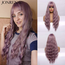 JONRENAU-Peluca de cabello sintético para mujer, cabellera de onda larga, color morado, rosa, verde, azul, para fiesta, uso diario, Cosplay, rizado, Natural 2024 - compra barato