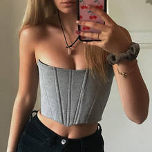 Women Casual Close-fitting Tube Tops, Solid Color Boat Neck Sleeveless Crop Tops, Black/ Grey/ Red 2024 - buy cheap