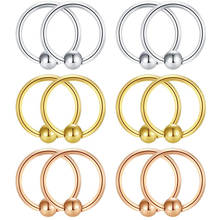 22G 12-16PCS  Attached Captive Bead Nose Hoop Rings Eyebrow Cartilage Helix Hook Earring Septum Ring Piercing  for Women Men 2024 - buy cheap