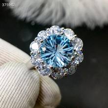 Genuíno natural azul topázio pedra preciosa feminino facetado anel ajustável 8*8mm retângulo claro grânulo presente cura pedra aaaaa 2024 - compre barato