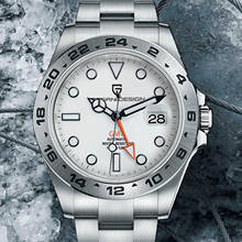 PAGANI DESIGN GMT-Reloj mecánico de lujo para Hombre, de acero inoxidable, de cristal de zafiro, con esfera blanca 2024 - compra barato