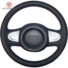 Lqtenleo preto couro genuíno volante do carro capa para mini cooper coupe countryman roadster clubman 2009-2013 (2 raios) 2024 - compre barato
