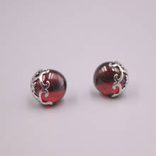 New Arrival S925 Sterling Silver Earrings Lucky Garnet Round Stud Earrings 17x10mm For Woman 2024 - buy cheap