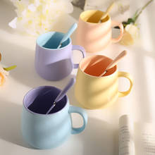 450ml Simple Solid Color Handmade Ceramic Mug With Lid Spoon Office Coffee Cup Large Capacity Home Breakfast Milk Drinking Cups 2024 - buy cheap