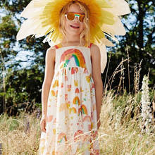 Enkelibb vestido elegante de arco-íris, roupas estilosas de verão para meninas pequenas, vestido sem mangas com laço de flor e padrão 2024 - compre barato