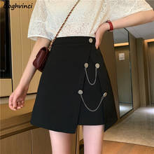 Saias femininas para o verão mini saia quadril linha a botões corrente lazer moda coreana estilo fina última combinação retro chique 2024 - compre barato