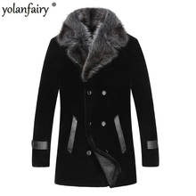 Real Sheep Shearling Fur Coat Men's Winter Jacket Real Raccoon Fur Collar 100% Wool Fur Coats Plus Size 5xl  LSY080870 MY1838 2024 - buy cheap