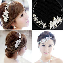 Diadema nupcial con diamantes de imitación y perlas para Mujer, Tiaras florales para el cabello, accesorios de joyería para el cabello para Mujer 2024 - compra barato