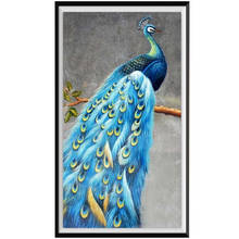 5D diamond painting blue peacock animal handmade DIY cross stitch diamond embroidery mosaic decoration painting new year gift 2024 - buy cheap