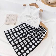 Summer Girls' Clothing Sets Fashion Bowknot Vest + Polka Dot Wide Leg Pants 2Pcss Suits Baby Kids Outfits Suit Children Clothing 2024 - buy cheap