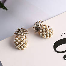 Brincos de imitação de pérolas simples de abacaxi, brincos femininos e femininos, joias de metal na moda de meninas 2024 - compre barato