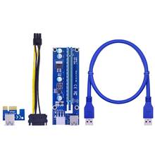 Ver006c Pci-e Riser Card 006c Pcie 1x To 16x Extender 60cm 100cm Usb 3.0 Cable Sata To 6pin Power Cord 2024 - buy cheap