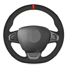 Capa de volante do carro mão-costurado macio preto camurça de couro genuíno para renault clio 4 (iv) kaptur captur 2016-2019 2024 - compre barato