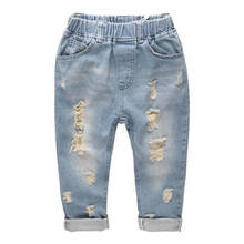 Boys Trousers Children's Clothing SummerHoles Jeans Casual Pants Mid Waist Girls Denim Pants 2024 - buy cheap