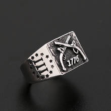 Gothic Punk Men's Ring Retro Independence Day 1776 Men's Ring Stainless Steel Double Guns Men's Punk Jewellery 2024 - buy cheap