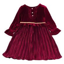 Vestido de manga larga para niña, traje de princesa empalmado con terciopelo, ropa escolar para primavera, 2021 2024 - compra barato