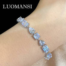 Luomansi Jewelry High Carbon Diamond Bracelet s925 Sterling Silver Woman Bracelet 15~18cm 2024 - buy cheap