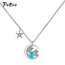 New Statement 925 Sterling Silver Crystal Star Moon Pendant Necklaces Chain Choker For Women Gifts Collares Collier Jewelry 2024 - buy cheap