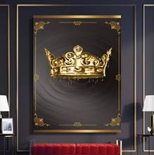 Pintura en lienzo para decoración del hogar, póster de corona dorada, imagen moderna, impresión en Hd, póster Modular negro para sala de estar, decoración de Arte de pared Retro 2024 - compra barato