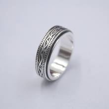 Anillo de Plata de Ley 925 pura, banda de 6mm con patrón de Rama, tamaño del anillo de 6,5 A 12 para Unisex 2024 - compra barato