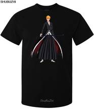 Lixívia ichigo kurosaki swordsman arte anime mangá camiseta masculina preta camiseta de desenho masculina nova camiseta solta shubuzhi sbz3104 2024 - compre barato
