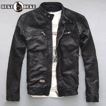 Vintage Motorcycle 100% Real Leather Jacket Men Brand Business Casual Cowhide Short Coat Punk Black Zip Outerwear Plus Size 5XL 2024 - buy cheap