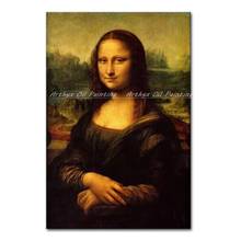 Arthyx Cotton Printed Oil Painting Mona Lisa Smile by Leonardo Di ser Piero Da Vinci Wall Art Picture For Living Room Home Decor 2024 - buy cheap