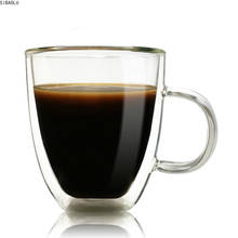 350 мл кружка большой емкости с двухслойной стеклянной чашкой боросиликатная термостойкая чайная чашка сок кофе 2024 - купить недорого