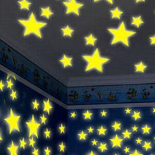 Наклейки на стену, в форме желтых звезд, флуоресцентные, 100, светится в темноте шт. 2024 - купить недорого