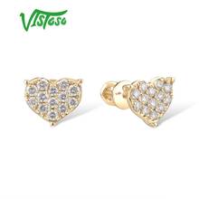 VISTOSO 14K 585 Yellow Gold Earrings For Women Sparkling Diamond Classic Heart Shape Stud Earrings Fashion Trendy Fine Jewelry 2024 - buy cheap