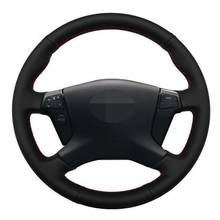 Car Steering Wheel Cover DIY Hand-stitched Black Genuine Leather For Toyota Avensis 2003-2007 2024 - buy cheap